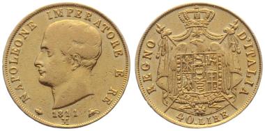 Preview: Italien 40 Lire 1811 M Milano - Napoleone Imperatore